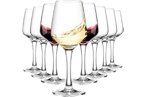 OJA Wine Glasses Set of 8, 12oz Red or White Wine Glasses, Thick, Clear, Long Stem Wine Glasses, Perfect for Party, Home, Res