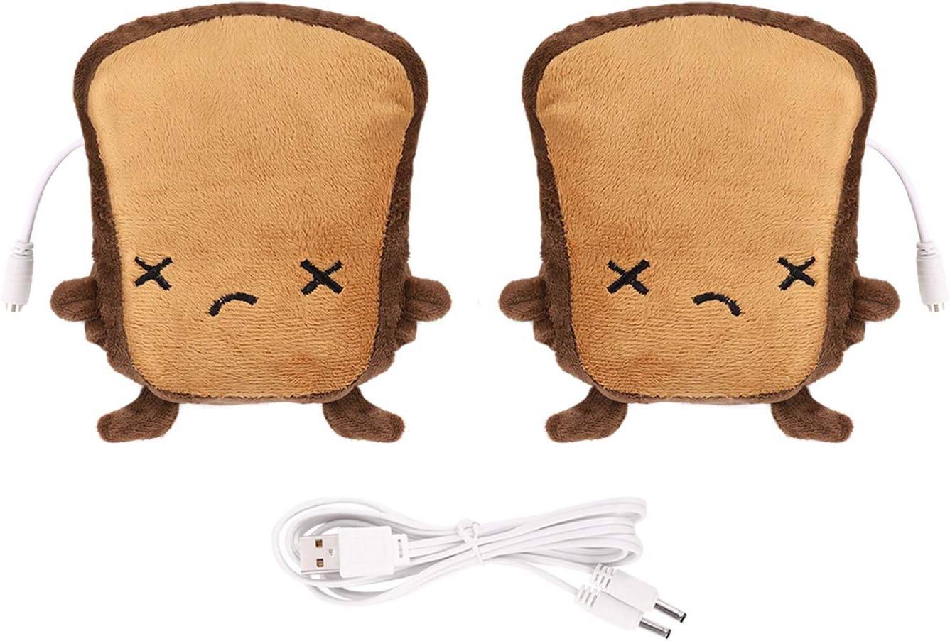 Cute Toast Hand Warmers Winter Fingerless USB Heated Gloves for Typing