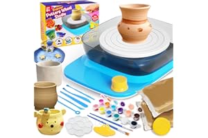 INNOROCK Mini Pottery Wheel for Kids - Complete Pottery Kit for Beginners, Detachable Turntable, Plug-in & Rechargeable Battery, Adjustable Speed, Pottery Tools and Art Supplies, Art Kit for Kids (Patented)
