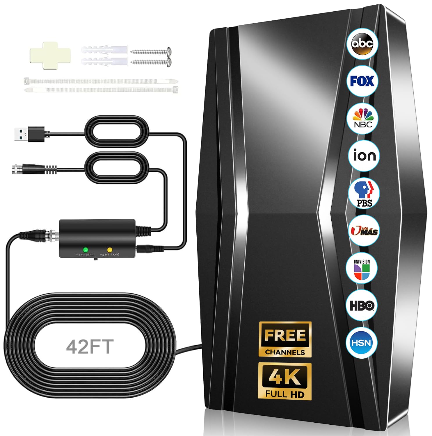 Photo 1 of TV Antenna Indoor, Digital Antenna for Smart TV and All Old TVs Supports 4K 8K 1080p-42ft Coax Cable