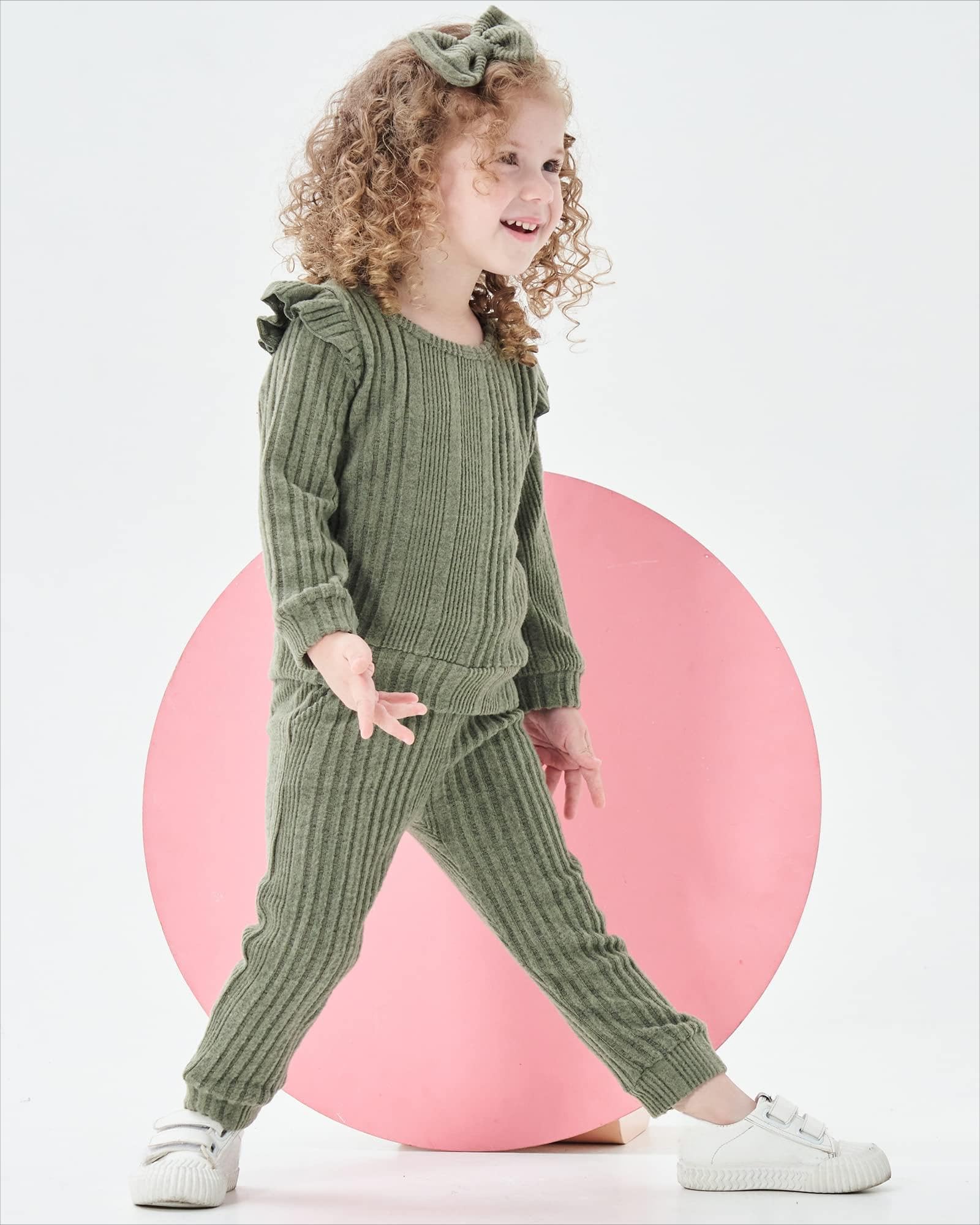 Mioglrie Toddler Baby Girl Clothes Fall Winter Sweatsuit Newborn Sweatshirt Sweat Pant Sets Outfits Infant Girls Clothing