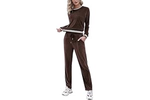 Totatuit Women's Sweatsuit Set Velour Long Sleeve and Pants Sport Sweat Suits 2 Piece Tracksuits Outfits with Pocket S-XXL