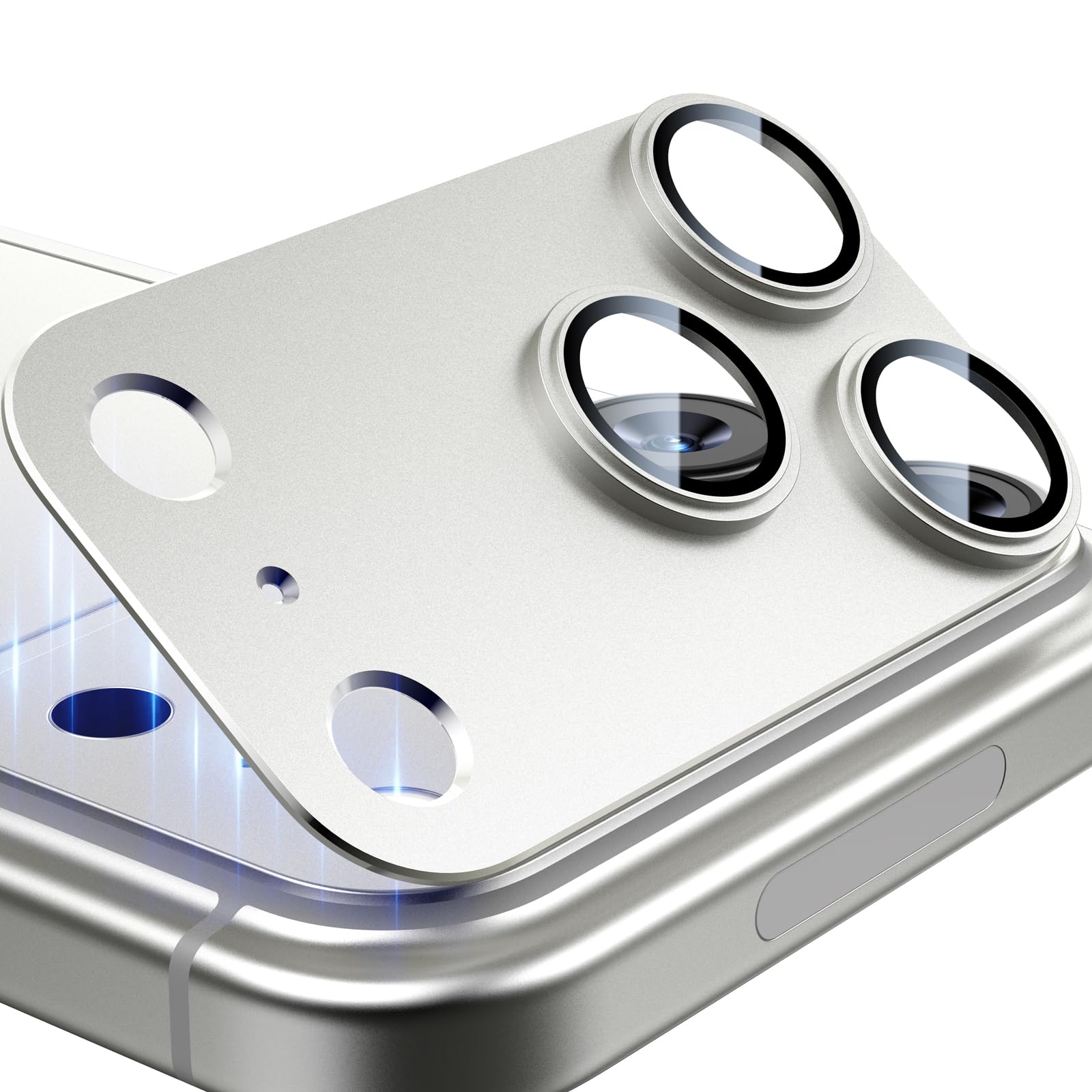 Photo 1 of Esanik Upgrade 2 Pack for iPhone 17 Pro Camera Lens Protector, Aluminum Alloy Metal matte Case Tempered Glass Camera Screen Cover, Scratch Resistant Case Friendly (White)