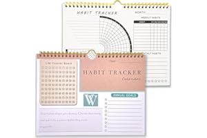 VOLENVOCHEN Habit Tracker Calendar and planner with notebook - Inspirational Habit Journal with Spiral Binding which fixable on wall - Daily Weekly monthly Habit Tracker Journal and Goal Planner - Motivational