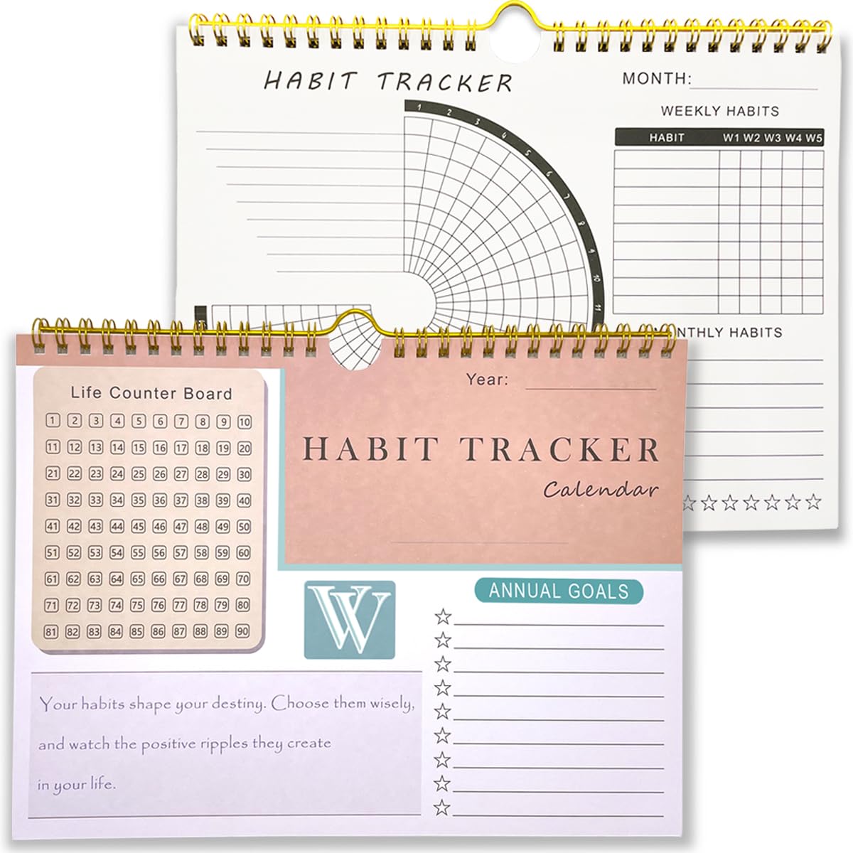 Photo 1 of Habit Tracker Calendar and planner with notebook - Inspirational Habit Journal with Spiral Binding which fixable on wall - Daily Weekly monthly Habit Tracker Journal and Goal Planner - Motivational