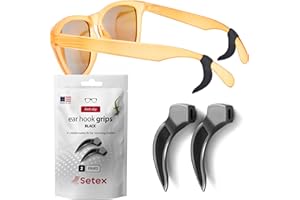 Setex Gecko Grip Eyeglass Ear Grips(2 Black Pairs), Thin, Soft, All Day Comfort, Safety Eyewear Retainers, Behind the Ear Hoo
