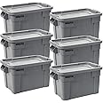 Rubbermaid Commercial Products BRUTE Tote Storage Bin with Lid, 20-Gallon, Gray, Rugged/Reusable Boxes for Garage/Moving/Camping/Basement Storage/Kitchen/Warehouse/Outdoor, Pack of 6