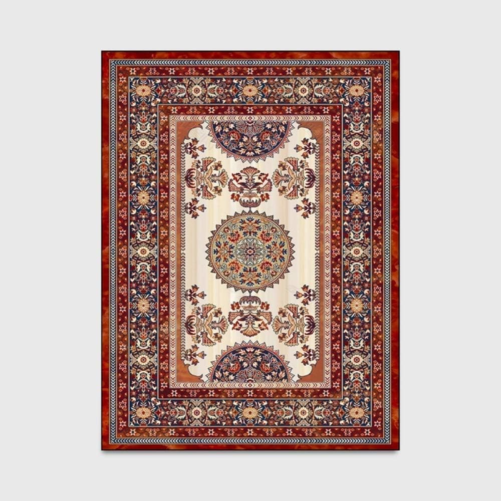 KFEKDT Persian-Style Carpet Living Room Bedroom Retro Home Decoration Carpet Sofa Coffee Table Study Non-Slip Floor Mat A2 80x160cm