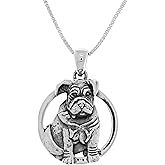 Jewelry Trends Sterling Silver Bulldog Canine Dog Pendant on 18 Inch Box Chain Necklace