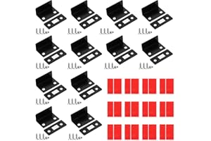 Swpeet 12 Pack Black L-Shaped Stainless Steel Cabinet Magnetic Catch Assortment Kit, Ultra Thin Cabinet Magnetic Catch Adhesi