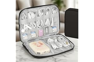 1 Pack Black Slim Tech Gear Organizer - Multi-Layer Compact Travel Pouch for Chargers, Cables & Small Electronics