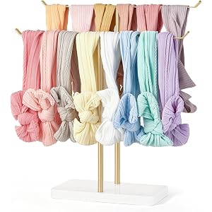 Mkono Headband Holder, 2 Tier Metal Hair Bow Organizer for Girls, Gold | Hair Accessories Storage Stand, Easy Assembly, Stabl