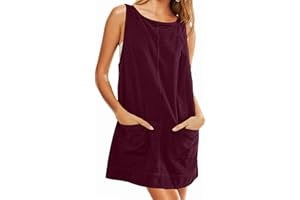 ONLYSTORY Womens Corduroy Overalls Dress Low Open Back Skirtall Jumper Mini Dress Pinafore with Pockets