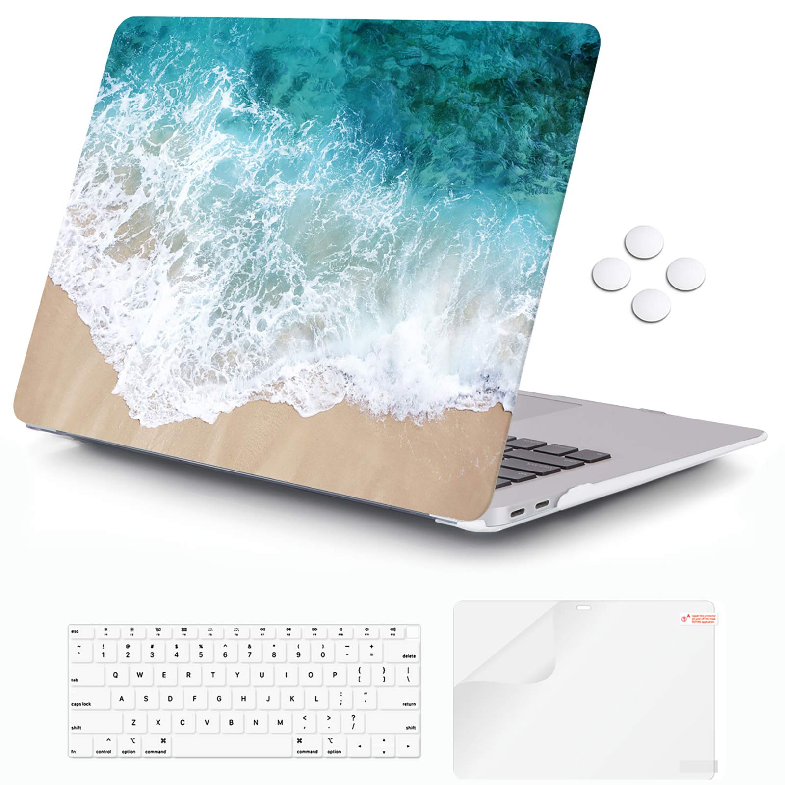 iCasso Compatible with MacBook Air 13 Inch Case 2020 2019 2018 Release A2337 M1/A1932/A2179 with Retina Display Touch ID, Hard Plastic Shell Case and Keyboard Cover for MacBook Air 13 -Beach