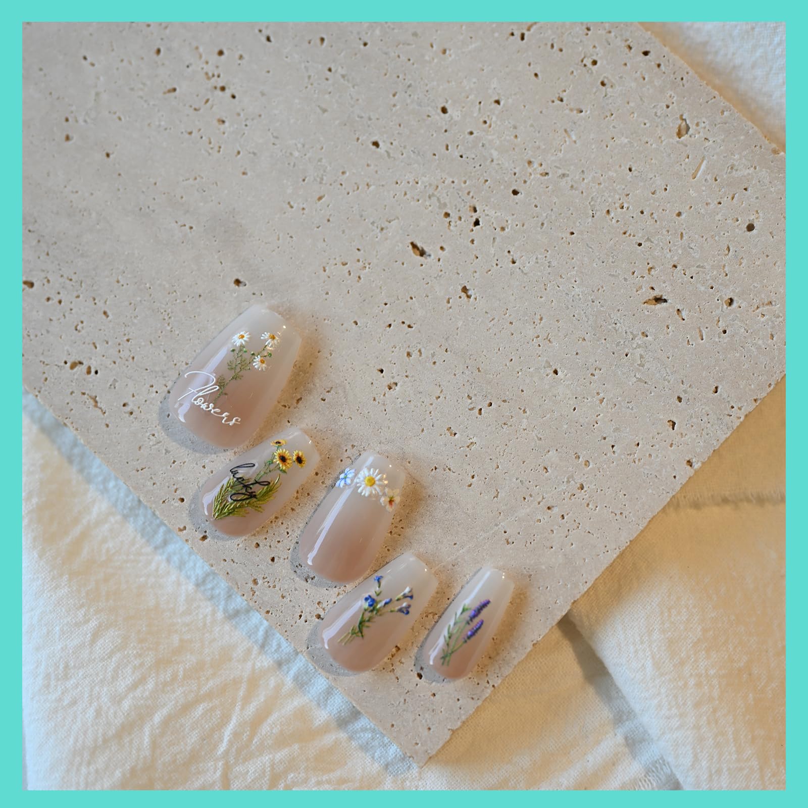 CESTSIREN Flower Nail Art Stickers 3D Embossed Nail Decals for Nail Art Design Self-Adhesive Spring Summer Nail Accessories for Women Nail Art Supplies 3 Sheets - Image 6