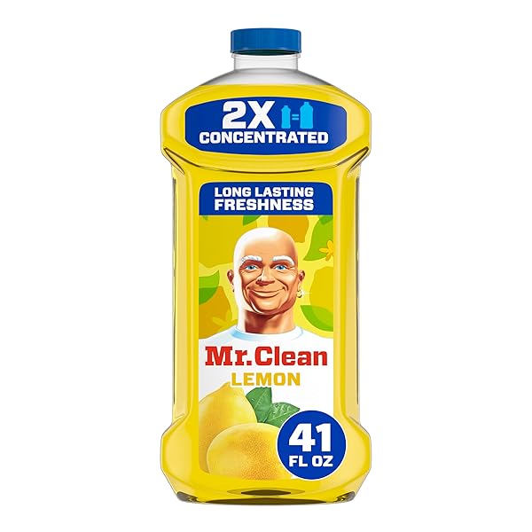 MR. CLEAN ALL PURPOSE CLEANER, FLOOR CLEANER FOR MOPPING HOME, BATHROOM, & KITCHEN, CLEANING LIQUID FOR MOP & BUCKET, CLEANING SUPPLIES, MULTI-SURFACE DILUTABLE, LEMON, 41OZ
