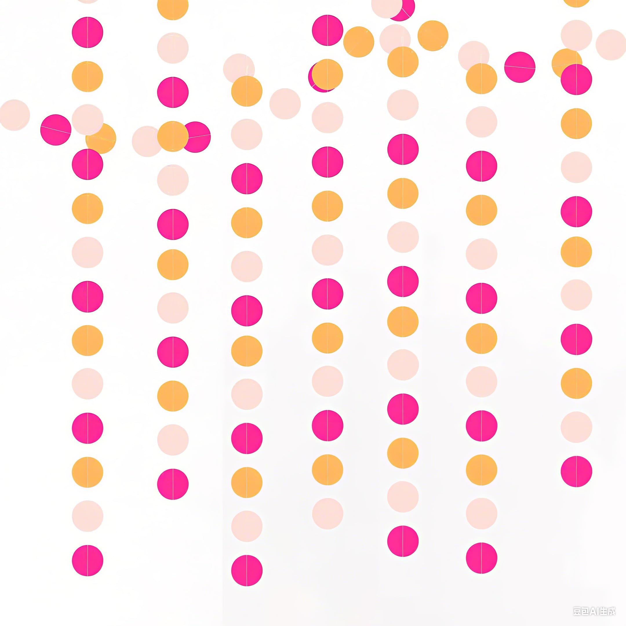 Rose red Pink and Orange Hanging Paper Garland,Circle Dots Paper Decoration for Party(52 Ft/4 Pack)