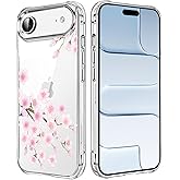 HEYORUN Cute Cherry Blossoms Clear Case Compatible with iPhone 17 Air,Floral Transparent Protective Phone Case Cover for Girls and Woman