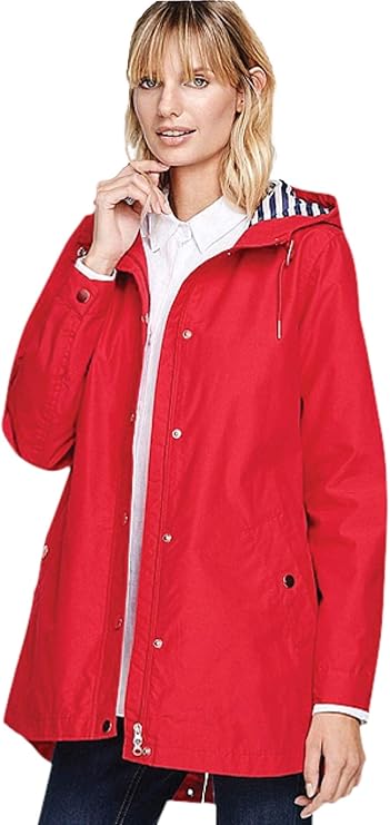 red raincoat with hood