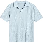 OYOANGLE Boy's Short Sleeve Collar Neck Cable Knitted Solid Plain Golf Uniform Shirt