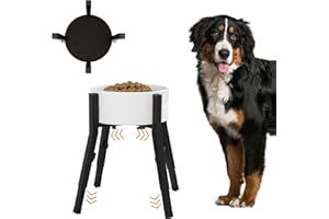 Piskyet Raised Dog Bowl Stand for Large Dogs Adjustable Elevated Dog Bowl Fits 6-10" Bowls, Height Adjustable to 7.5-15" Tall,Single Dog Bowl Food and Water Stand Feeder(Bowl not Included)