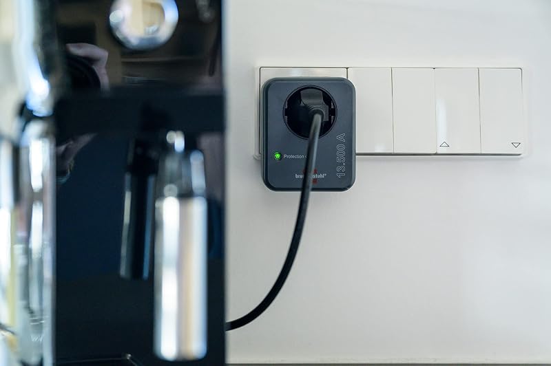 adaptador de enchufe con protección contra sobretensiones hasta 13.500A (protector de sobretensión, adaptador para toma de tierra, enchufe de protección antirayos) antracita