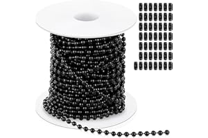 Yaocom 50ft 4.5mm Ball Beaded Chain with 50 Connectors for Roller Shade &Vertical Window Blinds, Dog Tag Chain, Jewelry Making/Crafts & DIY Projects (Black)
