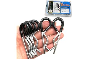 6 Pcs Heavy Duty Hitch Pins Clip R Clips Spring Retaining Wire Hair Pins Cotter Pin Strong Spring Rubber-Coated Grip R Clip for Trailer Tractors Mower Carts Truck Pin Clip M3.5x75mm Yoliko
