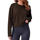 PINSPARK Soft Crewneck Cropped Sweatshirt for Women Long Sleeve Relaxed Lightweight Basic Crop Tops 2025