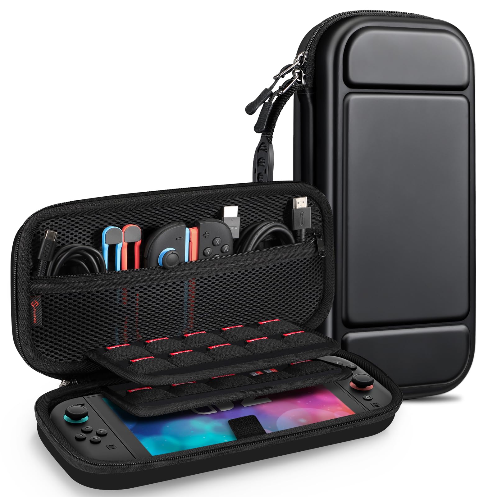 FINTIE Tasche für Nintendo Switch 2(2025) - Tragetasche Aufbewahrungstasche Hülle Case mit Spielkartenhaltern und Innentasche für Nintendo Switch 2 Konsole und Zubehör, Schwarz