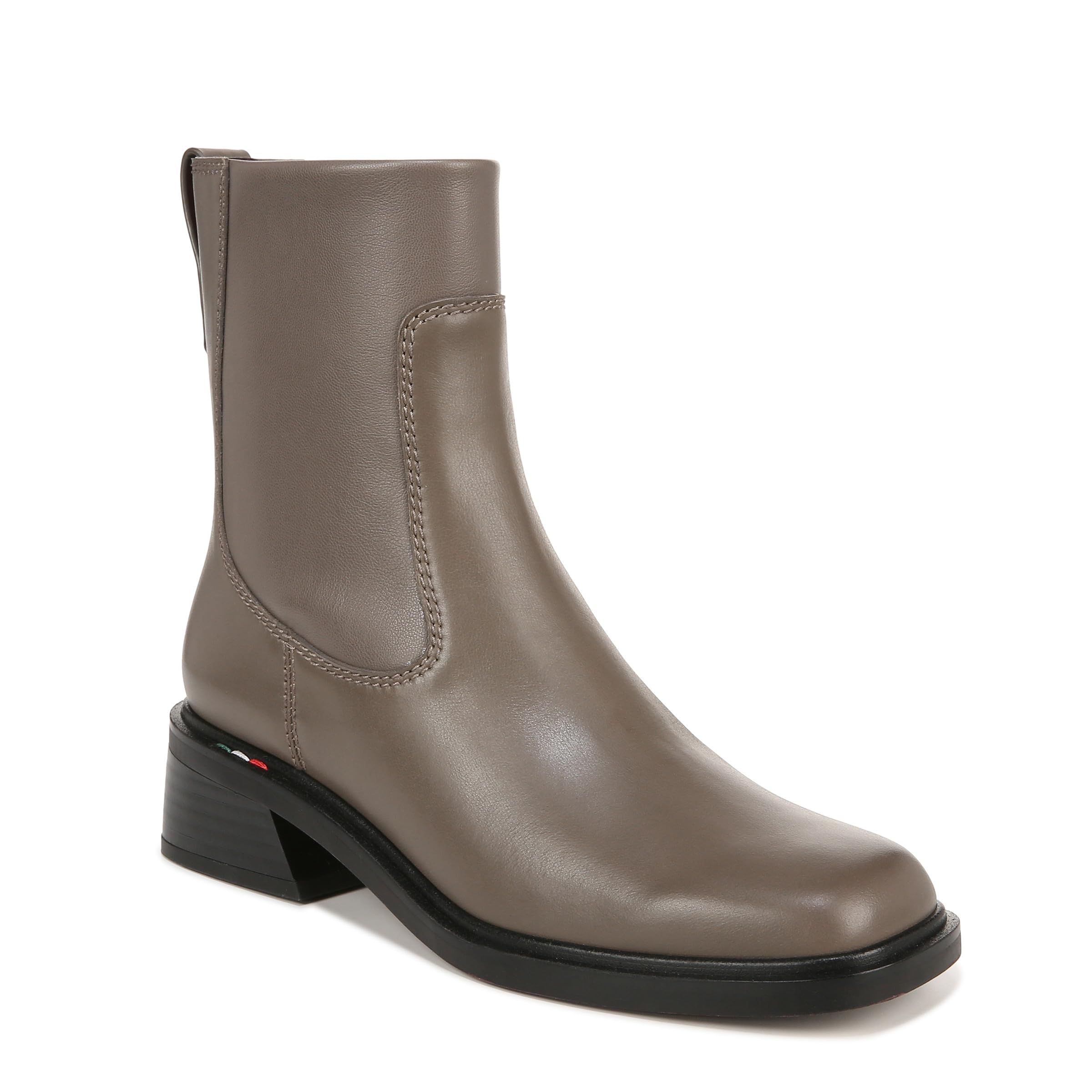 Franco Sarto Womens Gracelyn Low Block Heel Ankle Boot Shadow Grey Leather 8.5 M