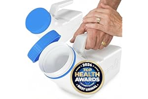 Urinals for Men Glow in The Dark Lid by Tilcare - 32oz/1000mL Thick Plastic Mens Bedpan Bottle with Screw-on Lid - Spill Proo