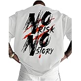 GORGLITTER Men's Slogan Graphic Drop Shoulder Tee Oversized Loose Casual Round Neck Short Sleeve Tshirts