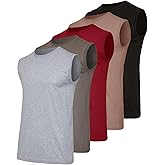 Real Essentials 5 Pack: Men's Cotton Sleeveless Crewneck Tank Top Casual Shirts Tees (Big & Tall Available)