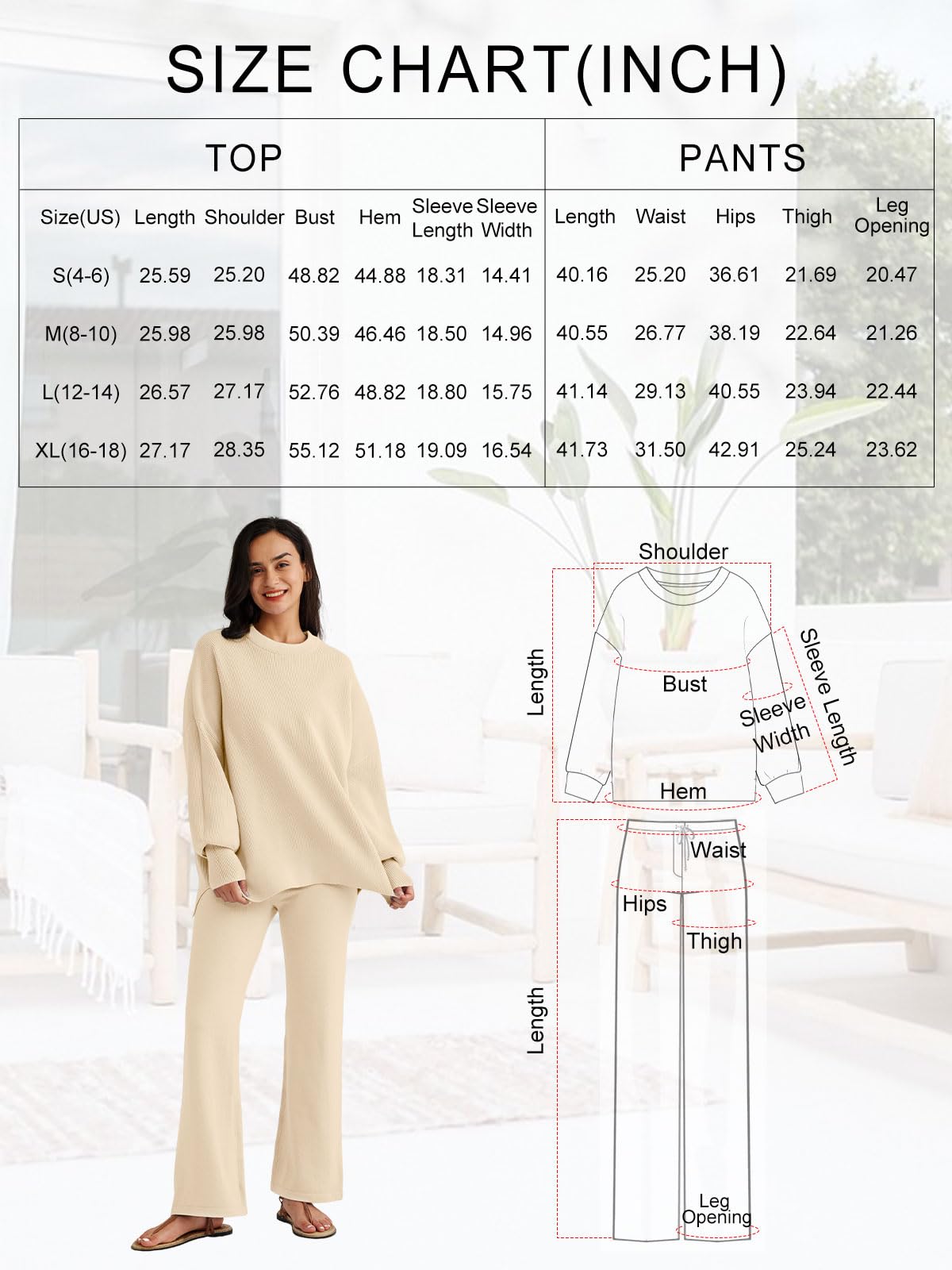 LILLUSORY Women 2 Piece Outfits Sweatsuit Oversized Knit Pullover Sweater Tops Wide Leg Pants Lounge Set