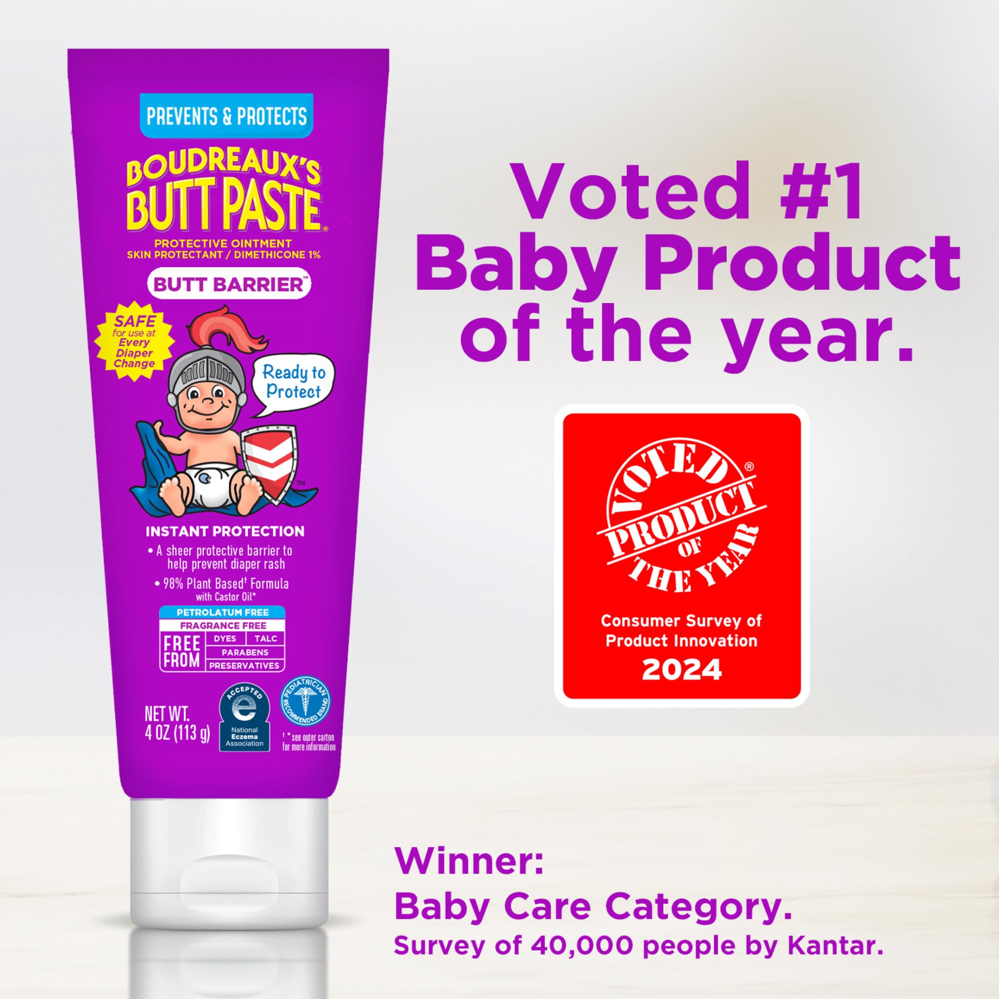 Boudreaux's Butt Paste 4oz Butt Barrier Ointment and 4oz Max. Strength Diaper Rash Ointment