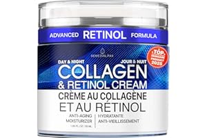 Collagen Cream for Face with Retinol and Hyaluronic Acid, Day Night Anti Aging Skincare Facial Moisturizer, Hydrating Lotion,