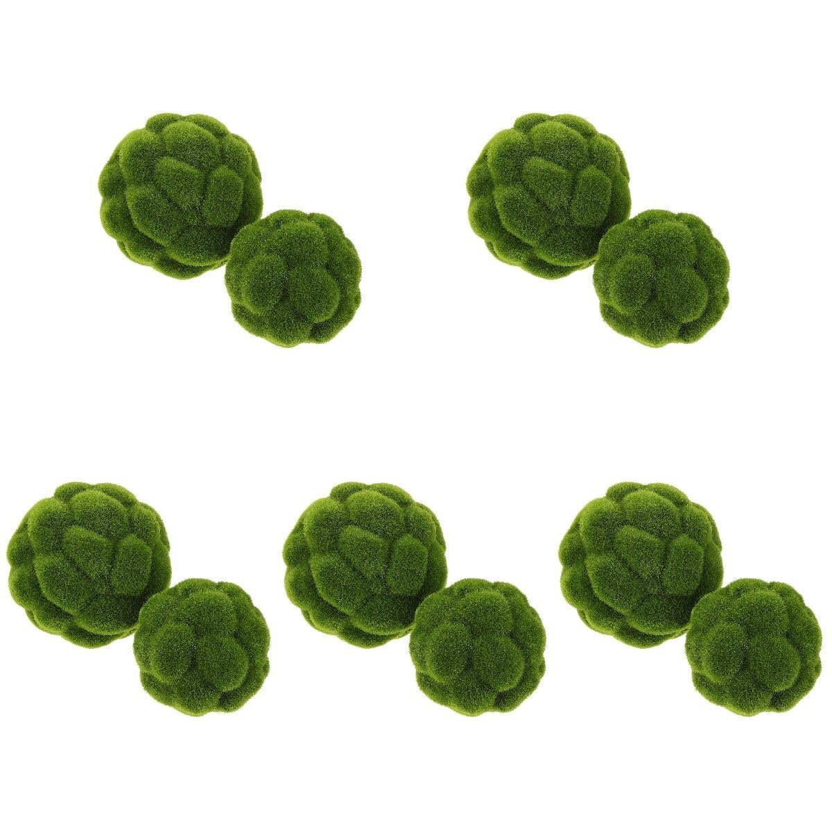 Photo 1 of Cabilock 10pcs Green Moss Balls Decorative for Centerpiece Bowls Simulated Moss Balls Artificial Plant Topiary Ball Ornament for Garden Wedding Party Decoration(3.9in/4.7in)
