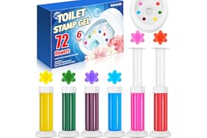 6 Pack Toilet Gel Stamp, 72 Stamps 6 Kinds Of Scent Toilet Bowl Cleaner Gel, Long-Lasting Flowers Shaped Bathroom Freshener, 