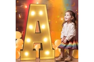 Ledido 3FT Marquee Light Up Letters, Large Marquee Letters for Party Decoration, Mosaic Letters for Birthday, Light Up Large Block Letters for Baby Shower Wedding Decor, Pre-Cut Frame Letter A