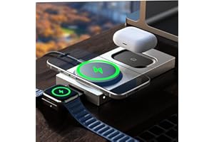 LISEN Qi2 Charging Station for iPhone 17 Pro Max, Magsafe Charger 3 in 1 15W Fast Charging, Magsafe Charger Stand Pad Dock for iPhone and Watch Charging Station for iPhone 16 15 Pro Max Airpods, Gold