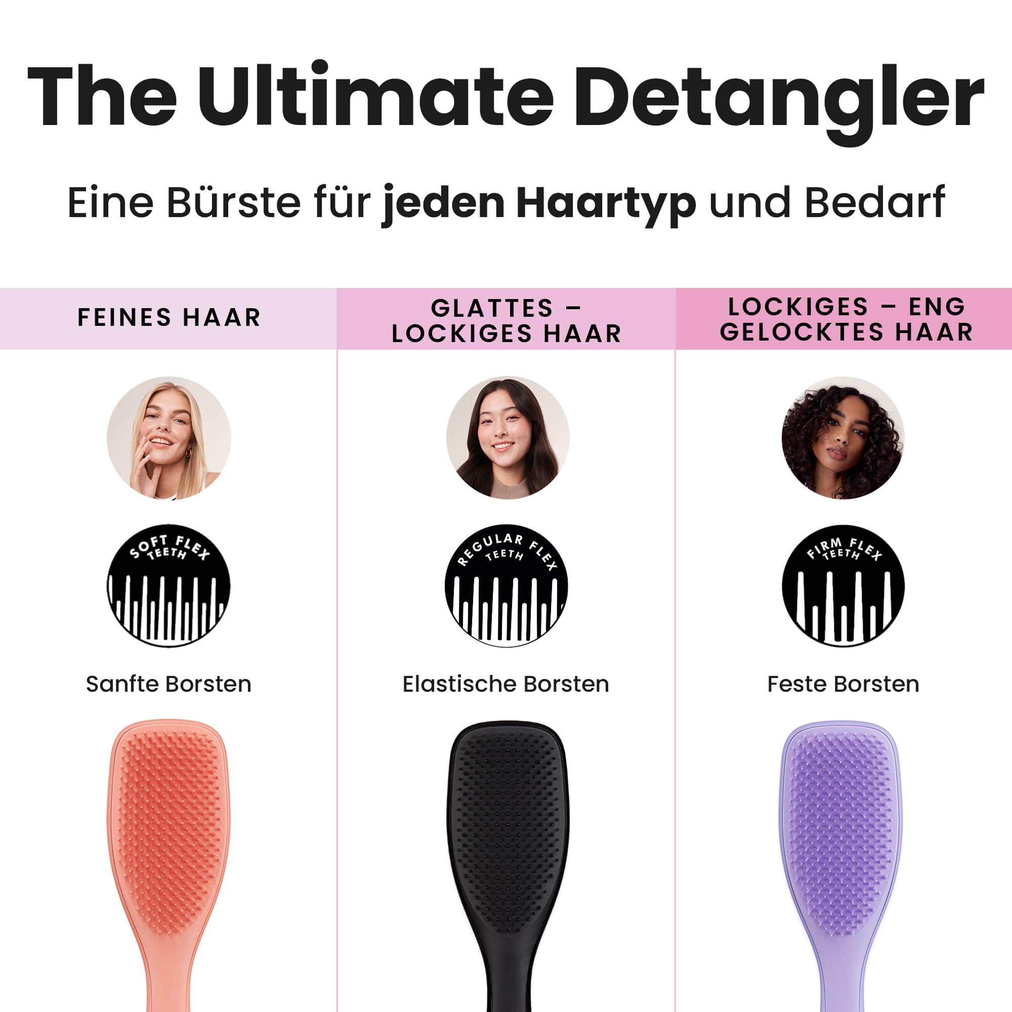 Tangle Teezer Ultimate Detangler Haarbürste – Für Nasses & Trockenes Haar – Entwirrungsbürste für Alle Haartypen – Zweistufige Borsten Reduzieren Haarbruch & Entfernen Knoten – Schwarz 8