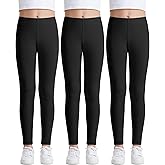 Auranso Girls Leggings Kids Basic Solid Full Length Cotton Tights Pants 2-14 Years