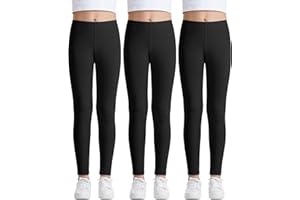 Auranso Girls Leggings Kids Basic Solid Full Length Cotton Tights Pants 2-14 Years