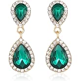 Vintage Rhinestone Teardrop Dangle Earrings Sparkle Crystal Bridal Earrings for Brides Bridesmaides Statement Drop Earrings for Women Wedding Formal Prom