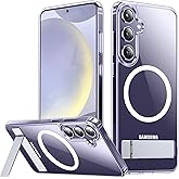 SPIDERCASE Magnetic for Samsung Galaxy S24 Case, [3 Stand Ways][ Military Grade Drop Protection] with Invisible Stand Shockproof Slim Case for Samsung Galaxy S24 6.2", Clear