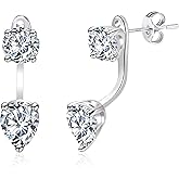 Moissanite Stud Earrings Jacket for Women 925 Sterling Silver Lab Created Diamonds Teardrop Diamond Studs Earrings Jacket D Color VVS1 2 Carat Moissanite Jacket Earrings for Women Jewelry Gifts