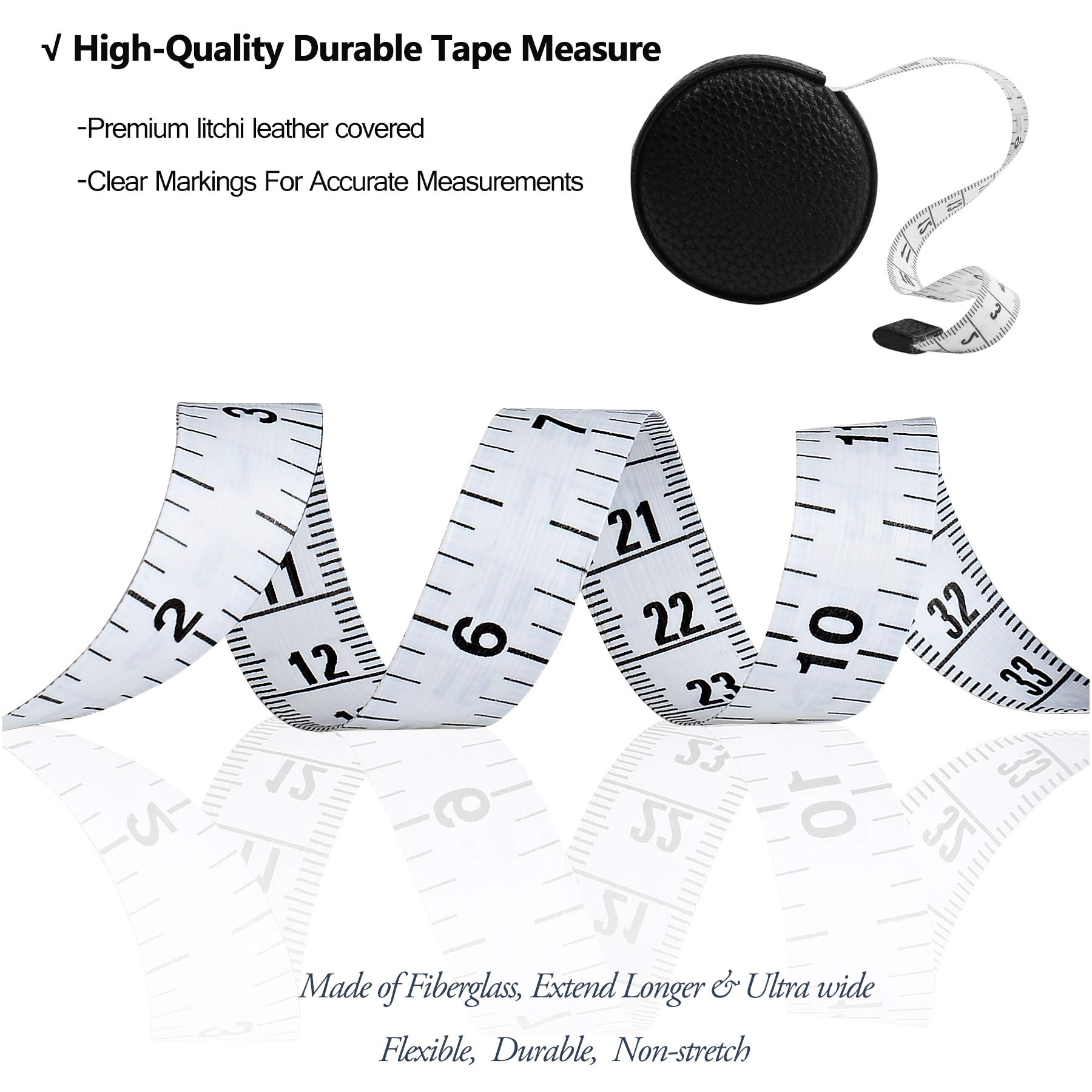 3m/120 Tape Measure Body Measuring Tape for Body Cloth Tape Measure for Sewing Fabric Tailors Medical Measurements Tape Dual Sided Sewing Cloth Tailor Craft Ruler Retractable (Black, 1 Pack)
