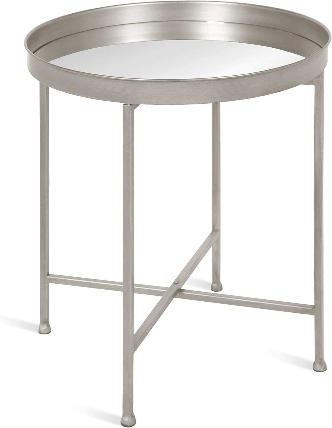 Kate and Laurel Celia Metal Foldable Round Accent Table, 18.25