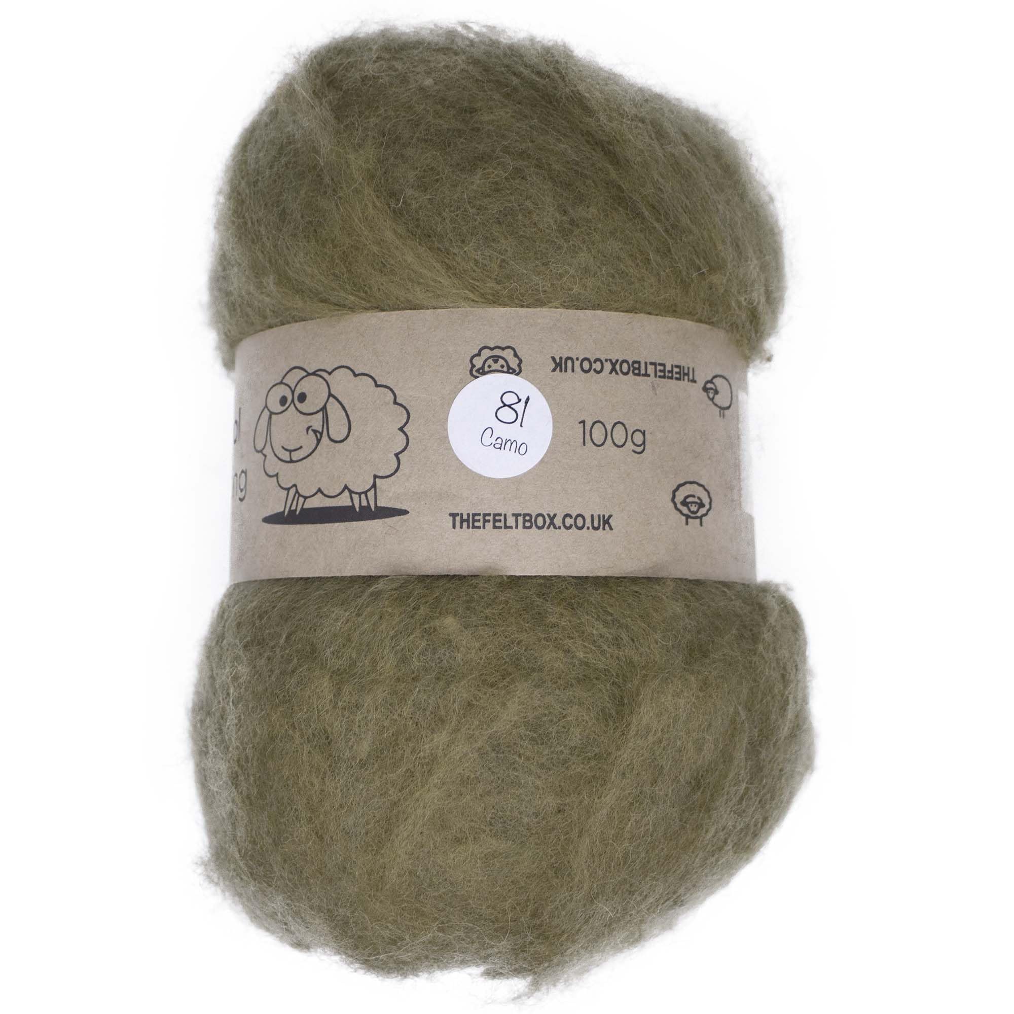 Carded Felting Batt – Camo #81 – 100g Core & Finish Wool for Needle & Wet Felting – The Felt Box